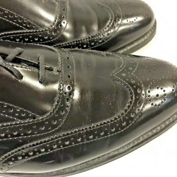 Mens Black Wing Tip Leather Oxford Dress Shoes main image 9